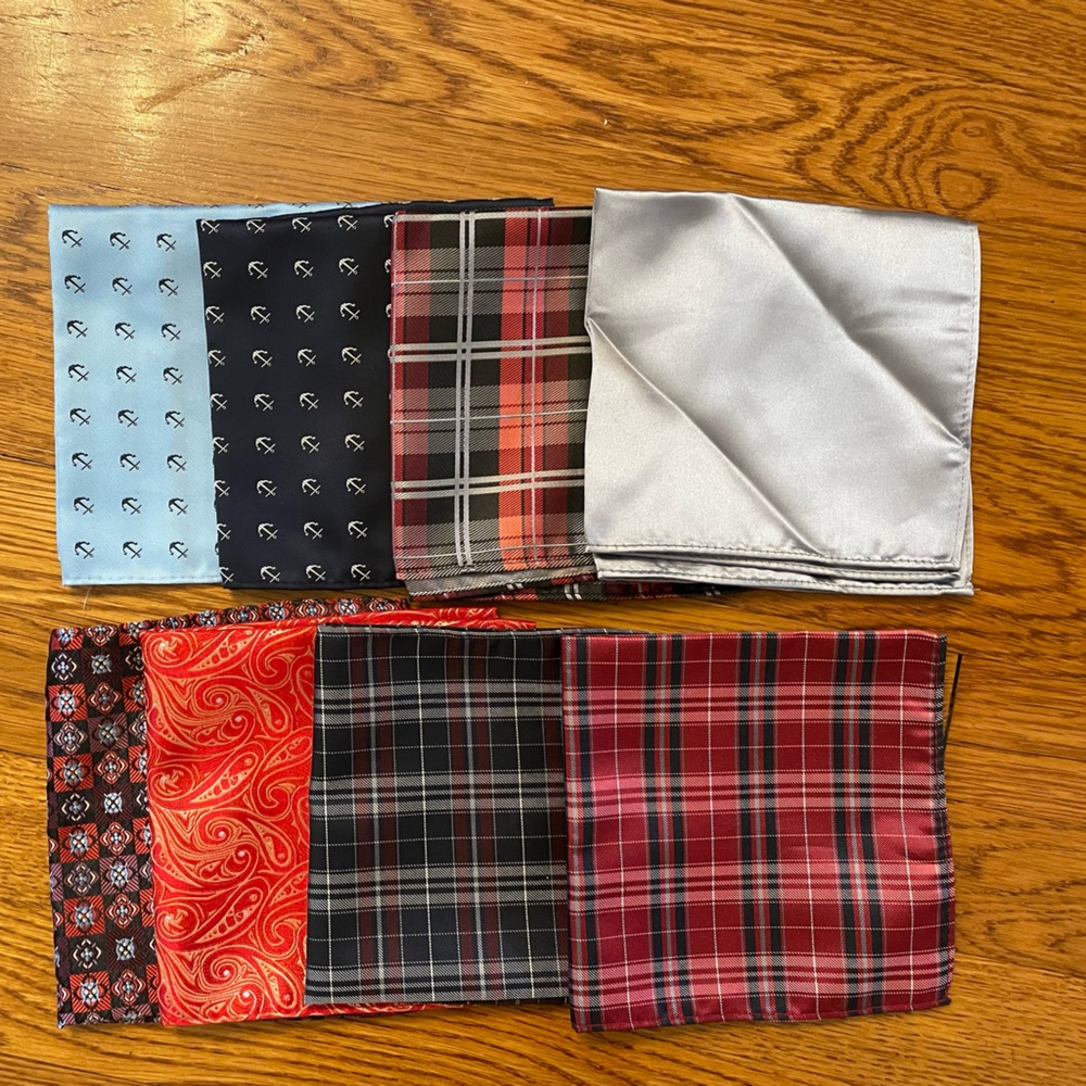 Pocket Squares- Assorted Styles- 8 total